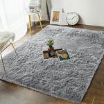 Andecor Soft Fluffy Bedroom Rugs, 4 x 6 Feet Indoor Shaggy Plush Area Rug for Boys Girls Kids Baby College Dorm Living Room Home Decor Floor Carpet, Grey