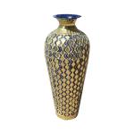 DecorShore 20” Navy Blue & Gold Mosaic Floor Vase – Tall Metal with Geometric Tessellation Pattern | Handmade Decorative Vase for Home Decor, Living Room, Bedroom, Centerpiece & Tabletop
