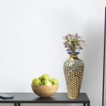 DecorShore 20” Navy Blue & Gold Mosaic Floor Vase – Tall Metal with Geometric Tessellation Pattern | Handmade Decorative Vase for Home Decor, Living Room, Bedroom, Centerpiece & Tabletop