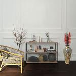 DecorShore 20” Navy Blue & Gold Mosaic Floor Vase – Tall Metal with Geometric Tessellation Pattern | Handmade Decorative Vase for Home Decor, Living Room, Bedroom, Centerpiece & Tabletop