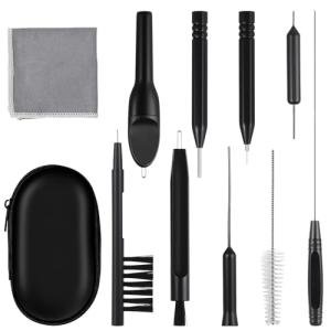 11 Pcs Hearing Aid Cleaning Kit, Hearing Amplifier Cleaning Tools Multi-Functional Cleaner Tools Clean Accessories with Brushes, Case and Microfiber Cloth for Earbuds Headphones