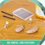 TrelaCo 96 Pcs Hearing Aid Ear Wax Guard Filter Cerumen Stop Cleaning Tool Accessories Hearing Aid Cleaning Kit with Carry Case Compatible with Phonak, Widex, Resound Wax Traps, 12 Packs