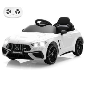 Licensed Mercedes-Benz Kids Electric Car by TOBBI, Children Ride On Toy, Battey-Powered Vehicle with Parental Remote Control/Soft Start/3 Speeds/Horn & LED for Toddlers Ages 3-6 Years-White