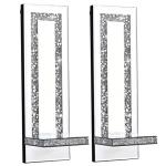 Aeveco Crystal Crush Diamond Mirrored Candle Sconces, Silver Wall Candle Holder Set of 2, Wall Decorations for Living Room，Dining Room (Rectangle Stripe (Style 4))