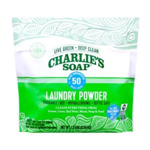 Charlie’s Soap Laundry Powder (50 Loads, 1 Pack) Hypoallergenic Deep Cleaning Washing Powder Detergent – Eco-Friendly, Safe, and Effective