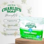 Charlie’s Soap Laundry Powder (50 Loads, 1 Pack) Hypoallergenic Deep Cleaning Washing Powder Detergent – Eco-Friendly, Safe, and Effective