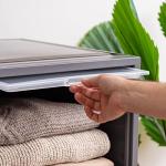 IRIS USA 3Pack 42qt Stackable Plastic Dresser Chest with Flip-Up Door, Dark Gray