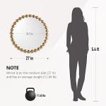 Madison Park Round Mirror, Metal Frame Circle Mirror 27 inch, Wall Art Decor Mounted Hanging for Entryway, Bathroom, hallway, Living Room, Vanity, Marlowe, Gold