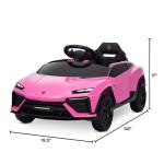 Kidzone Kids Electric Ride On 12V Licensed Lamborghini Lanzador Battery Powered Sports Car Toy with Parent Remote Control & Manual Drive, Bluetooth, LED Lights&Music - Pink