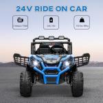 Qaba 24V 2 Seater Ride on Car, Electric Off-Road UTV Truck w/Parent Remote Control, Music, Lights, Ride on Toy for Kids Ages 3-8, Blue