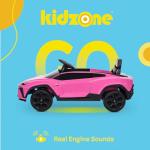 Kidzone Kids Electric Ride On 12V Licensed Lamborghini Lanzador Battery Powered Sports Car Toy with Parent Remote Control & Manual Drive, Bluetooth, LED Lights&Music - Pink