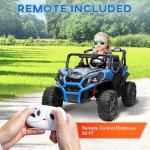 Qaba 24V 2 Seater Ride on Car, Electric Off-Road UTV Truck w/Parent Remote Control, Music, Lights, Ride on Toy for Kids Ages 3-8, Blue
