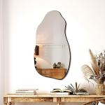 TRAHOME Irregular Asymmetrical Wall Mirror for Living Room Bathroom Entryway, Modern Decorative Mirror Hanging (Hook Style, 32'' x 18'')