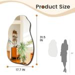 TRAHOME Irregular Asymmetrical Wall Mirror for Living Room Bathroom Entryway, Modern Decorative Mirror Hanging (Hook Style, 32'' x 18'')