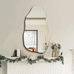 TRAHOME Irregular Asymmetrical Wall Mirror for Living Room Bathroom Entryway, Modern Decorative Mirror Hanging (Hook Style, 32'' x 18'')