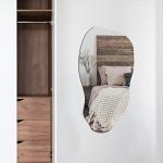TRAHOME Irregular Asymmetrical Wall Mirror for Living Room Bathroom Entryway, Modern Decorative Mirror Hanging (Hook Style, 32'' x 18'')