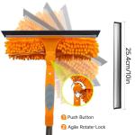 67" Squeegee Window Cleaner 2 in 1 Rotatable Window Cleaning Tool Kit with Extension Pole, Window Washing Equipment with Bendable Head for Indoor & Outdoor High Windows and Car Glass