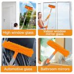 67" Squeegee Window Cleaner 2 in 1 Rotatable Window Cleaning Tool Kit with Extension Pole, Window Washing Equipment with Bendable Head for Indoor & Outdoor High Windows and Car Glass
