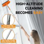 67" Squeegee Window Cleaner 2 in 1 Rotatable Window Cleaning Tool Kit with Extension Pole, Window Washing Equipment with Bendable Head for Indoor & Outdoor High Windows and Car Glass