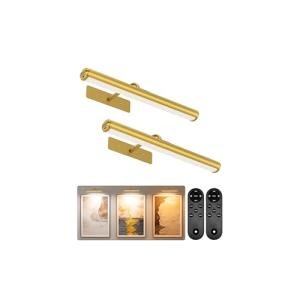 EZVALO Picture Lights for Wall, 13in Wireless Rechargeable 4000mAh LED Art Lights with Remote, Dimmable 3 Color Temps Painting Lights for Gallery, Living Room, Hallway (Gold, 2 Pack)