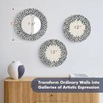 TEIPAI Natural Mother of Pearl Mirror Wall Decor for Bedroom Bathroom, 3PCS Geometric Wall Art Modern Home Office, Handmade Mosaic Art Circle Sculptures for Kitchen Living Dining Room (Black White)