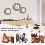 TEIPAI Natural Mother of Pearl Mirror Wall Decor for Bedroom Bathroom, 3PCS Geometric Wall Art Modern Home Office, Handmade Mosaic Art Circle Sculptures for Kitchen Living Dining Room (Black White)