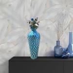 DecorShore Mosaic 20 Inch Decorative Tall Floor Vase, for Home Decor Geometric Pattern Metal Vase with Glass Mosaic- Blue and Turquoise Tessellation Pattern