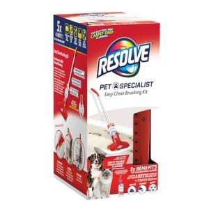 Resolve Pet Specialist Easy Clean Brushing Kit includes High Traffic Foam Carpet Cleaner, Pet Stain and Odor Remover, 22oz