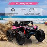 2 Seaters 24V Ride on UTV with Remote Control,10AH Battery, 400W Powerful Motors with 17" EVA Wheels, 20.5“ Seat Width Electric Ride Toy with Metal Suspension,LED Lights,Music,Horn (Rose)