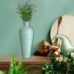 DecorShore 20” Mint Green Iron Mosaic Floor Vase – Tall, Handmade Decorative with Geometric Pattern for Centerpieces, Home Décor, Living Room, Bedroom, Tabletop