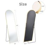Sweetcrispy 64"x21" Arched Full Length Mirror, Standing or Leaning Full Body Mirror with Aluminum Alloy Thin Frame, Suitable for Bedroom or Cloakroom,Gold