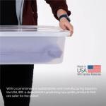 IRIS USA 50 Qt Plastic Under Bed Storage Organizer Bin Container with Secure Lids and Durable Black Buckles, Multi-Purpose for Clothes Shoes Clothing Bedding, Long, Clear