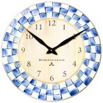 MACKENZIE-CHILDS Wall Clock, Decorative Clock for Kitchen and Living Room, Blue-and-White Royal Check