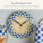 MACKENZIE-CHILDS Wall Clock, Decorative Clock for Kitchen and Living Room, Blue-and-White Royal Check