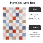PureCozy Checkered Rug 8x10 for Living Room, Modern Rainbow Shag Rug Washable Non-Slip Large Area Rug Super Soft Indoor Fuzzy Carpet Fluffy Rugs for Bedroom Home Aesthetic Decor