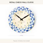 MACKENZIE-CHILDS Wall Clock, Decorative Clock for Kitchen and Living Room, Blue-and-White Royal Check