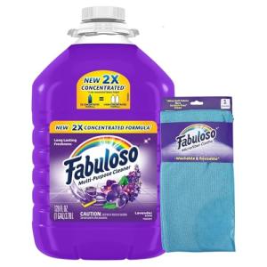 Fabuloso Lavender All Purpose Cleaner, Floor Cleaner, Makes 64 Gallons per Bottle - 128oz Cleaner Cloth - Colors & Packaging May Vary