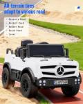 Tcaraiwen 12V Ride on Car for Kids, Licensed Mercedes-Benz Unimog w/Parent Remote Control, LED Headlights, Music Player & Horn for 3-5 Years Toddler, White