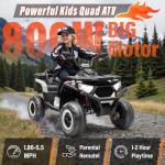 24V Ride On Car for Kids w/Remote Control, 4X4 Kids ATV 4 Wheeler w/800W Motor, Battery Powered Electric Vehicle Quad w/Beverage Port, Kneepads, Gift Flower, Spring Suspension, Bluetooth