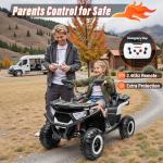 24V Ride On Car for Kids w/Remote Control, 4X4 Kids ATV 4 Wheeler w/800W Motor, Battery Powered Electric Vehicle Quad w/Beverage Port, Kneepads, Gift Flower, Spring Suspension, Bluetooth