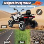 24V Ride On Car for Kids w/Remote Control, 4X4 Kids ATV 4 Wheeler w/800W Motor, Battery Powered Electric Vehicle Quad w/Beverage Port, Kneepads, Gift Flower, Spring Suspension, Bluetooth