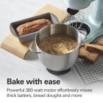 Hamilton Beach Electric Stand Mixer, 4 Quarts, Dough Hook, Flat Beater Attachments, Splash Guard, 7 Speeds with Whisk, Easy-Carry Top Handle, Aqua