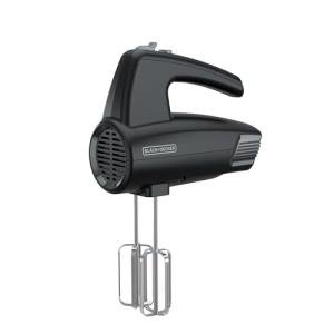 BLACK+DECKER 5-Speed Hand Mixer, 250-Watt for mixing batters, doughs, spreads & more, Turbo Boost & Prevent Splatter Function, Black
