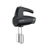 BLACK+DECKER 5-Speed Hand Mixer, 250-Watt for mixing batters, doughs, spreads & more, Turbo Boost & Prevent Splatter Function, Black