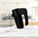 BLACK+DECKER 5-Speed Hand Mixer, 250-Watt for mixing batters, doughs, spreads & more, Turbo Boost & Prevent Splatter Function, Black