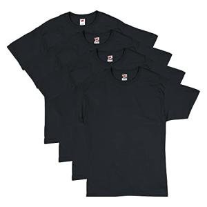Hanes mens Essentials Short Sleeve T-shirt Value Pack (4-pack) athletic t shirts, Black, Medium US