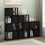 FURINNO Brahms Storage Shelf, 3-Tier, Black Oak/Black