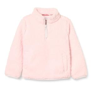 Amazon Essentials Girls' Sherpa Fleece Quarter-Zip Jacket, Light Pink, Small