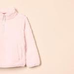 Amazon Essentials Girls' Sherpa Fleece Quarter-Zip Jacket, Light Pink, Small