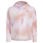 Adidas Girls Long Sleeve Printed Curve Hem Hooded Tee, Wonder Clay, Large